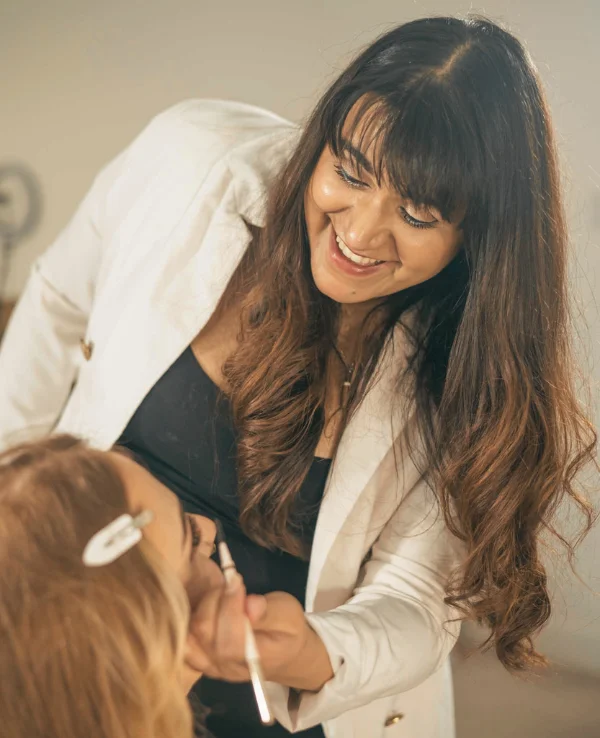 Kavita, founder of Bridal Choice, caring for a bride